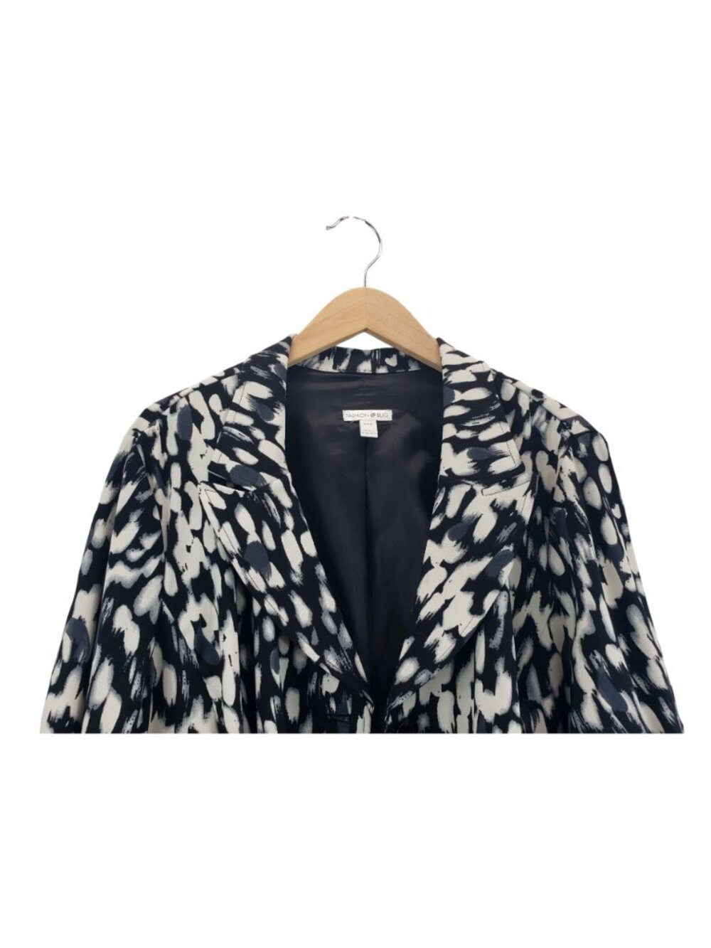 Blazer Black White Abstract Print 22W Fashion Bug Career Wear Pockets Collar - Picture 2 of 16